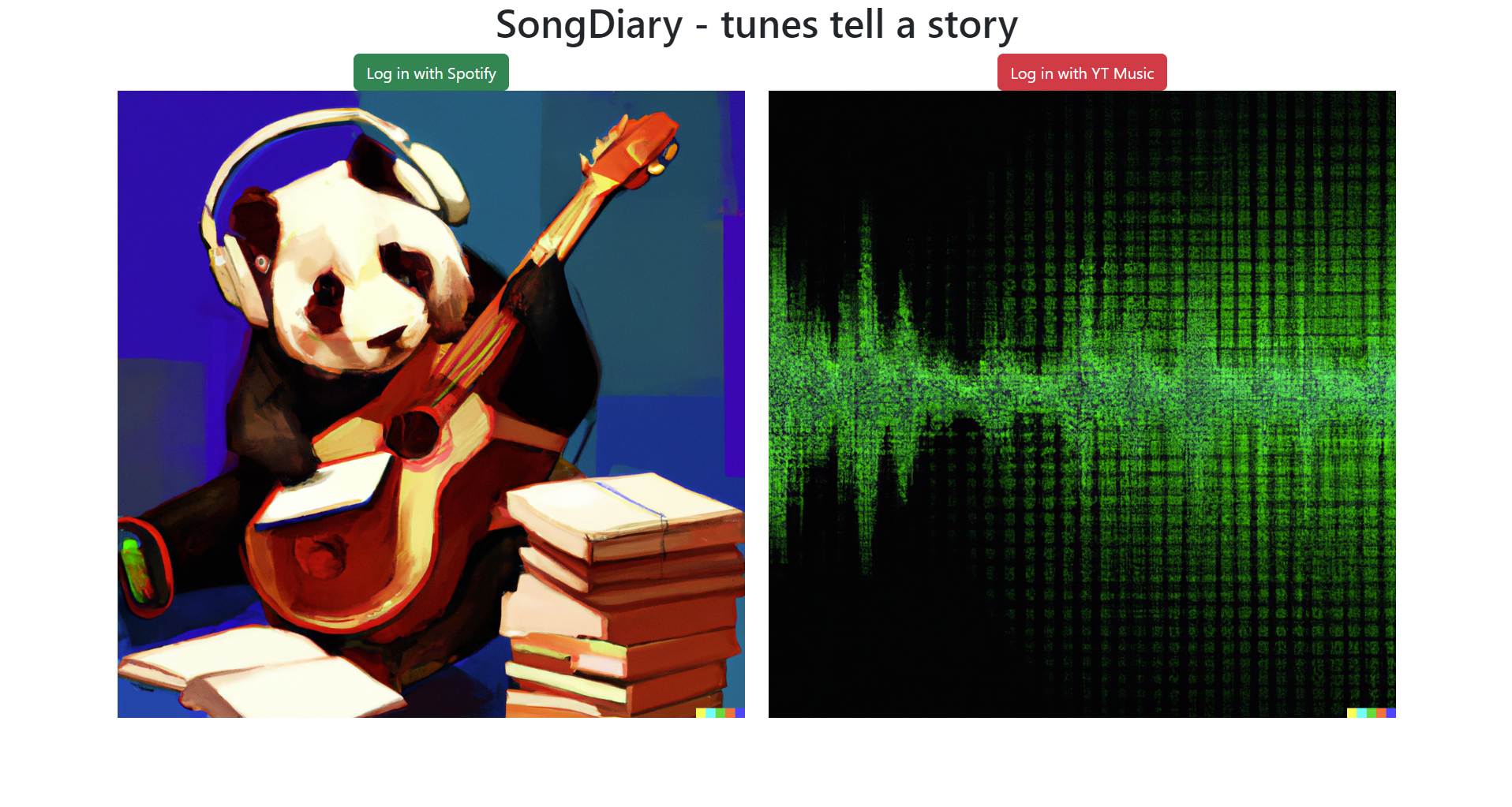song diary landing page